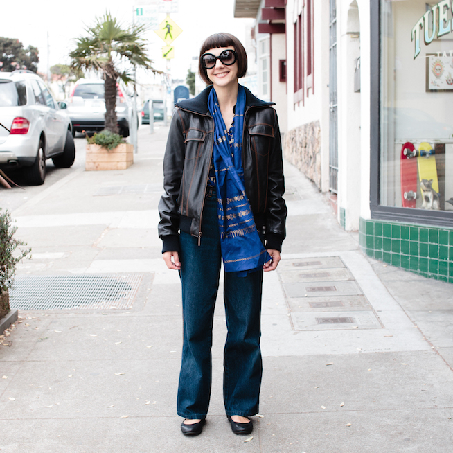 Erin and her beloved Britannica jeans.