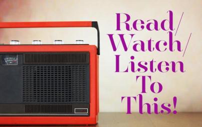 The premise is pretty simple: We each give you one thing to watch, one thing to listen to, and one thing to read over the weekend.